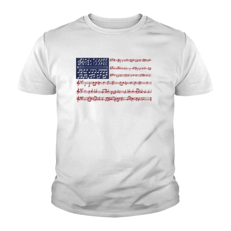 4Th Of July National Anthem Music Note Usa Flag Men Youth T-shirt