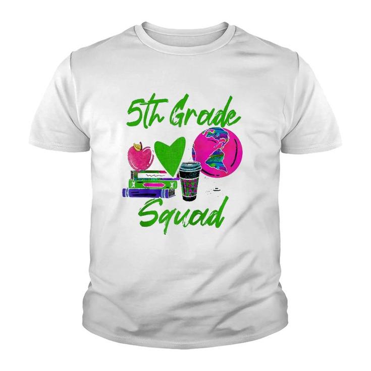 5Th Grade Squad Fifth Grade Teacher Back To School Coffee Raglan Baseball Tee Youth T-shirt