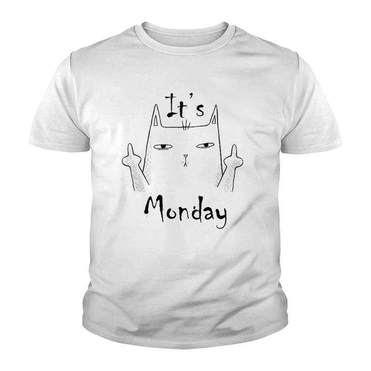A Cat Giving Two Middle Fingers Because It's Monday Youth T-shirt