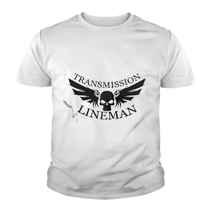 A Lineman Skull Electrician Youth T-shirt