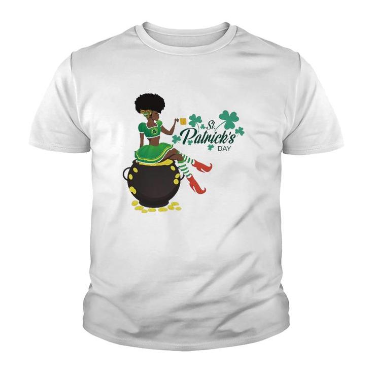 African American Female Leprechaun Beer Youth T-shirt