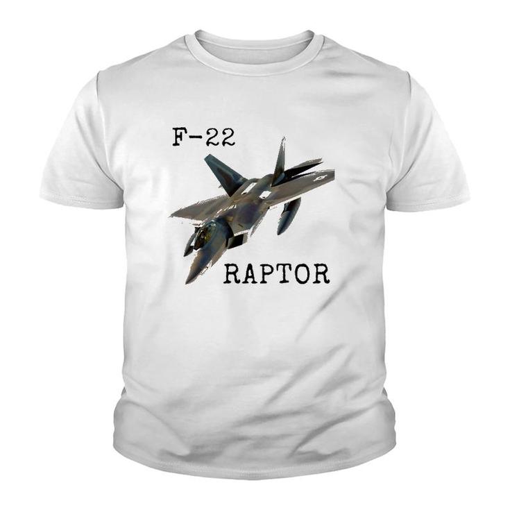 Air Force F 22 Raptor Fighter Jet Military Pilot Youth T-shirt