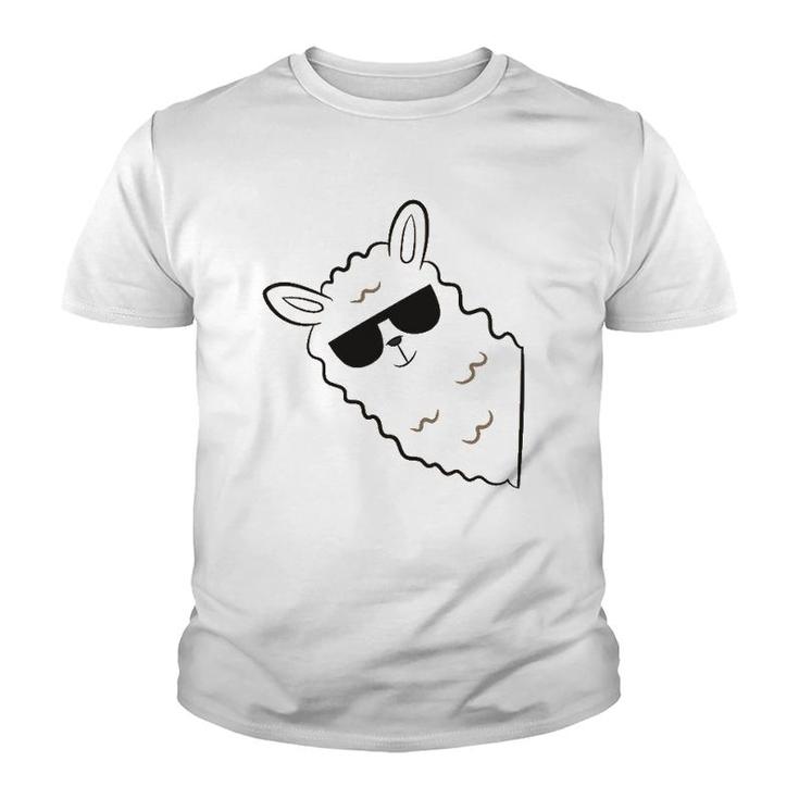 Alpaca Lover Llama With Sunglasses Cute Llama Alpaca Youth T-shirt