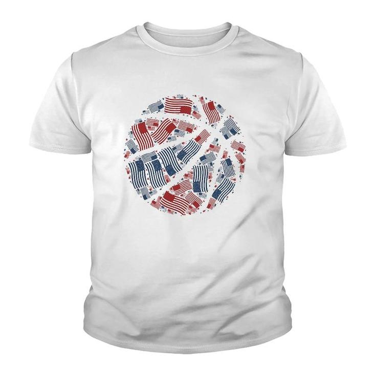American Flag Usa Patriotic Basketball Ball - 4Th Of July Youth T-shirt