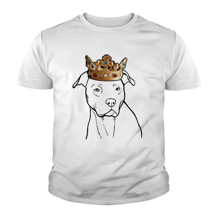 American Pit Bull Terrier Dog Wearing Crown Youth T-shirt