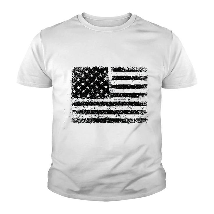 American Us Flag On A Dark Heather Youth T-shirt