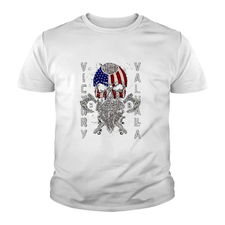 American Viking Victory Skull Flag Youth T-shirt