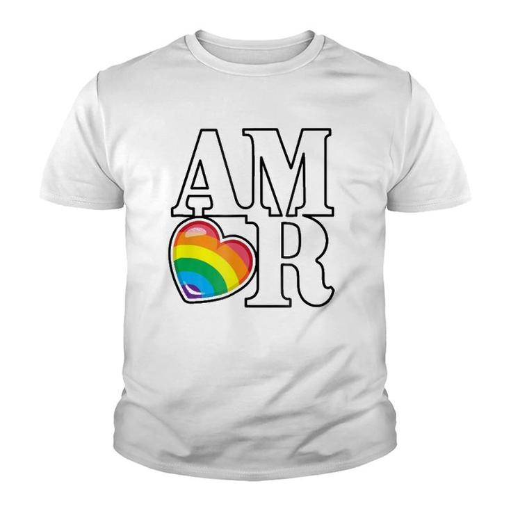 Amor Rainbow Heart Love Youth T-shirt