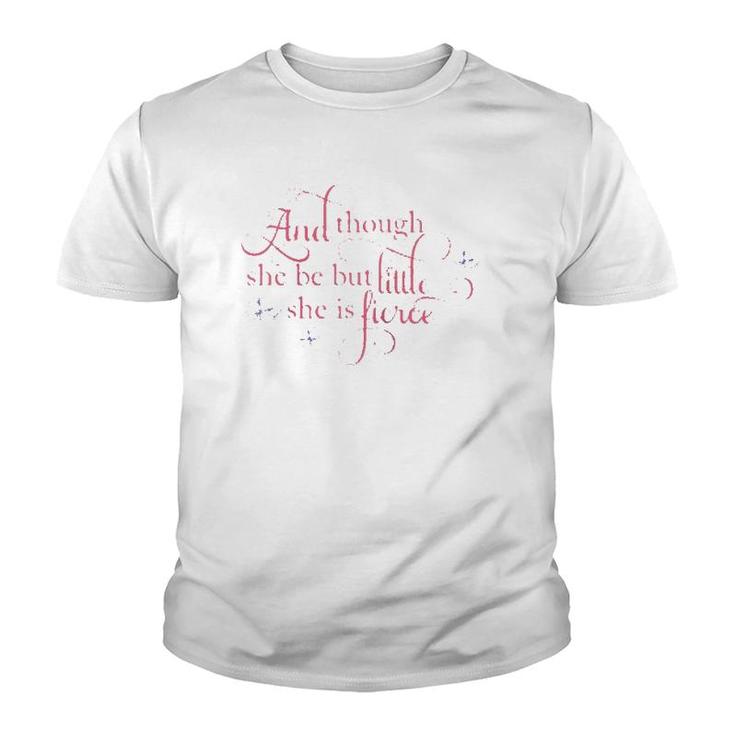 And Though She Be But Little She Is Fierce Quote Raglan Baseball Tee Youth T-shirt