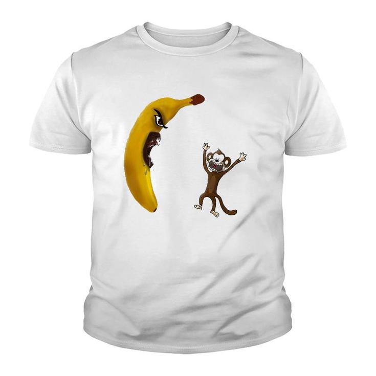 Angry Banana Threaten Monkey Funny Gift Youth T-shirt