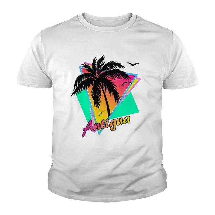 Antigua Tropical Summer Beach Palm Tree Sunset Youth T-shirt