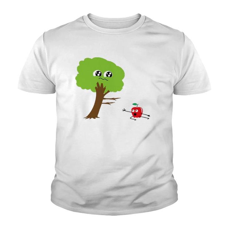 Apple Leaving Tree Funny Little Fruity Gift Youth T-shirt