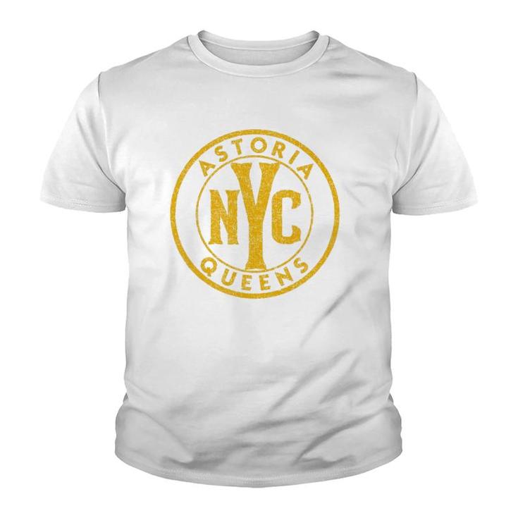 Astoria Queens Nyc Vintage Sign Distressed Amber Print  Youth T-shirt