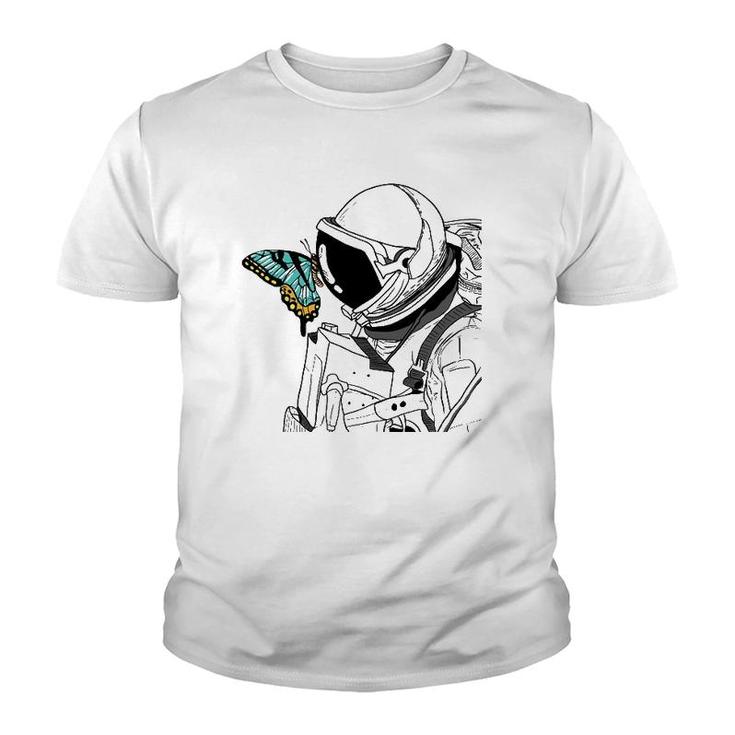 Astronaut Butterfly Art Cute Spaceman Insect Surrealism Gift Youth T-shirt