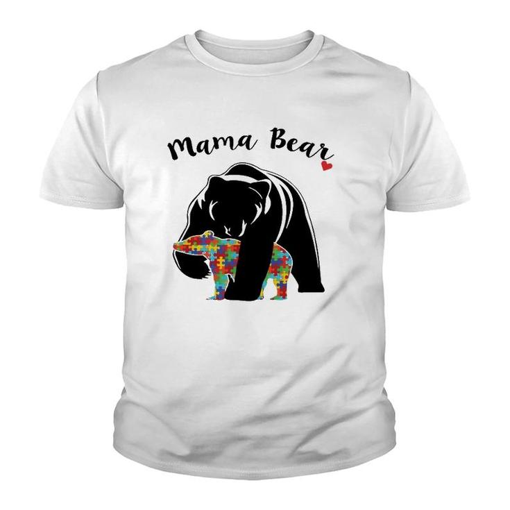 Autism Awareness Mama Bear Support Love Youth T-shirt