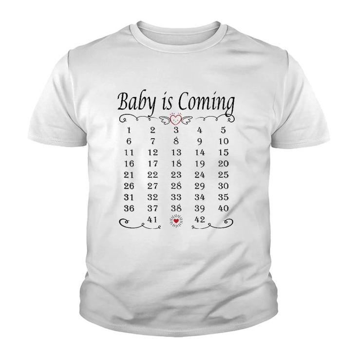 Baby Is Coming Calendar Pregnancy Memory Funny Announcement Youth T-shirt