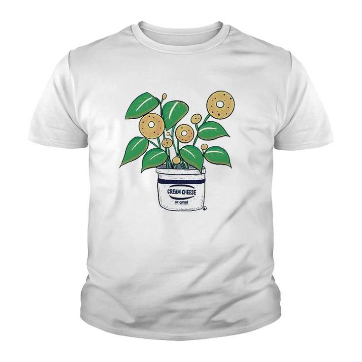 Bagel Plant In A Cream Cheese Planter Funny Youth T-shirt