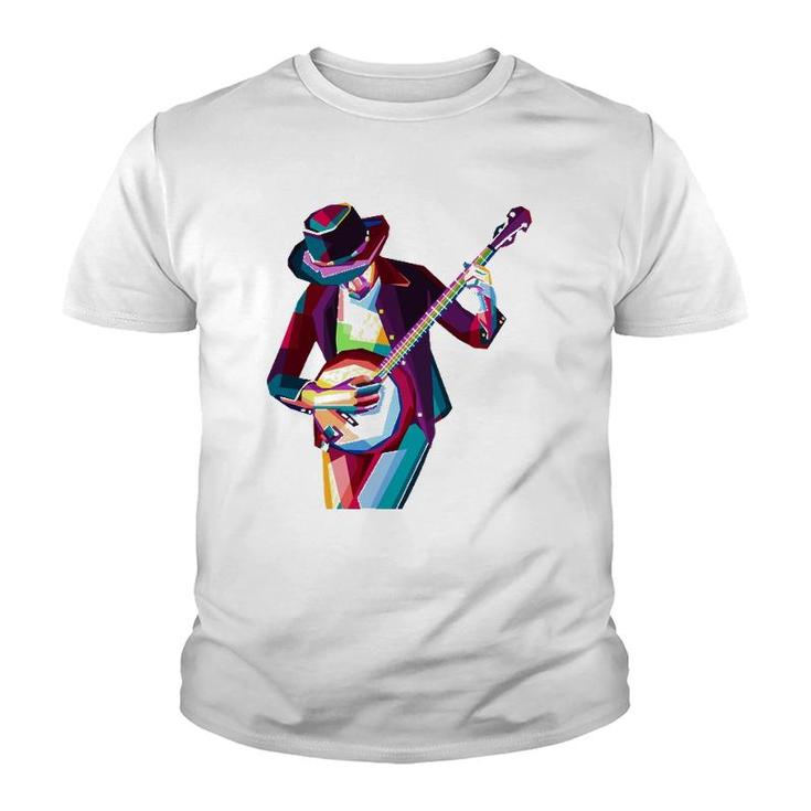 Banjo Man Bluegrass Player Rock Guitar Jamily Music Festival Youth T-shirt