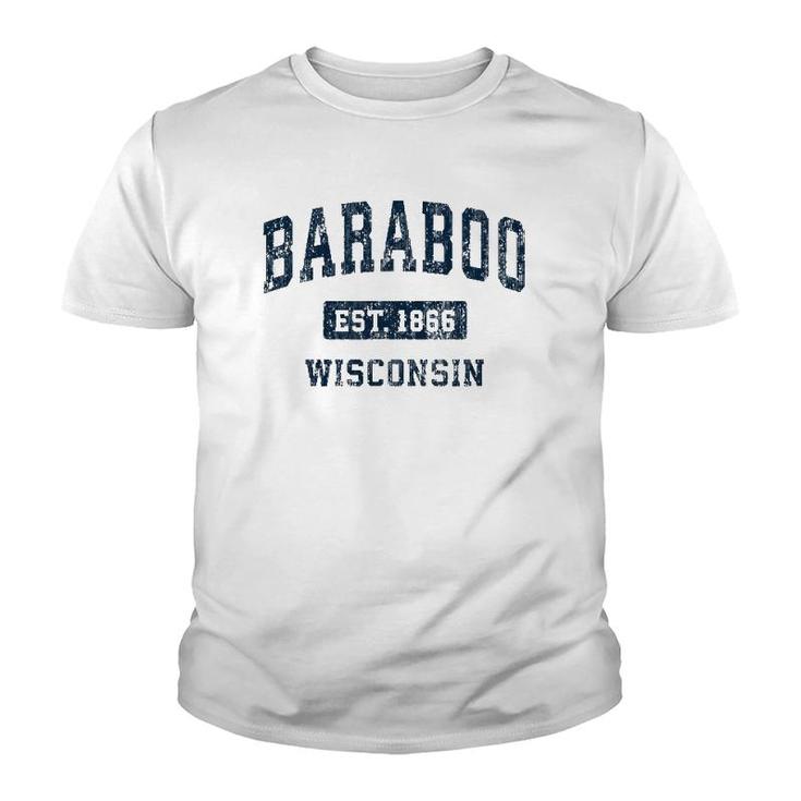 Baraboo Wisconsin Wi Vintage Sports Design Navy Youth T-shirt