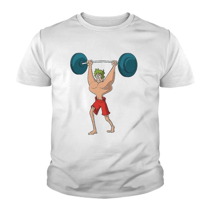 Barbell Weight Lifting Workout Funny Youth T-shirt