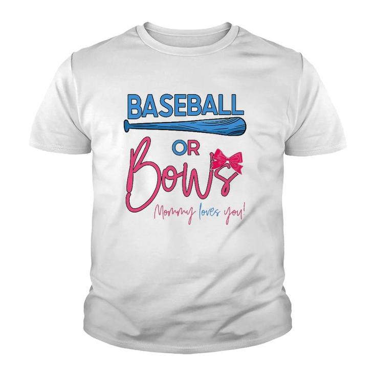 Baseball Or Bows Gender Reveal Party Idea For Mommy Youth T-shirt