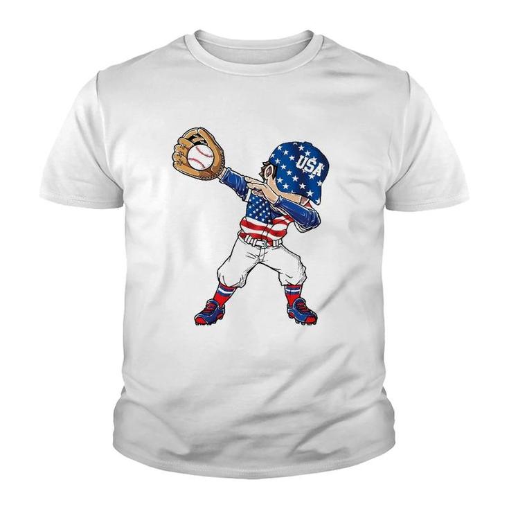 Baseball Softball Dabbing American 4Th Of July Usa Patriotic Youth T-shirt