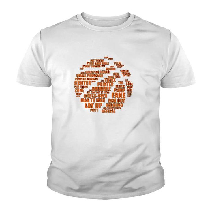 Basketball Terms Motivational Word Cloud Youth T-shirt