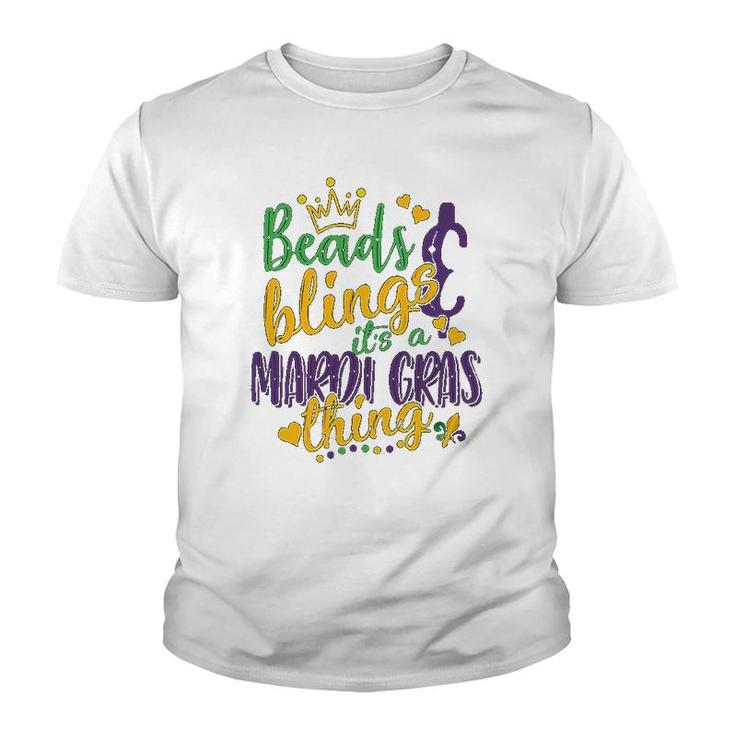 Beads Blings Its A Mardi Gras Thing Youth T-shirt