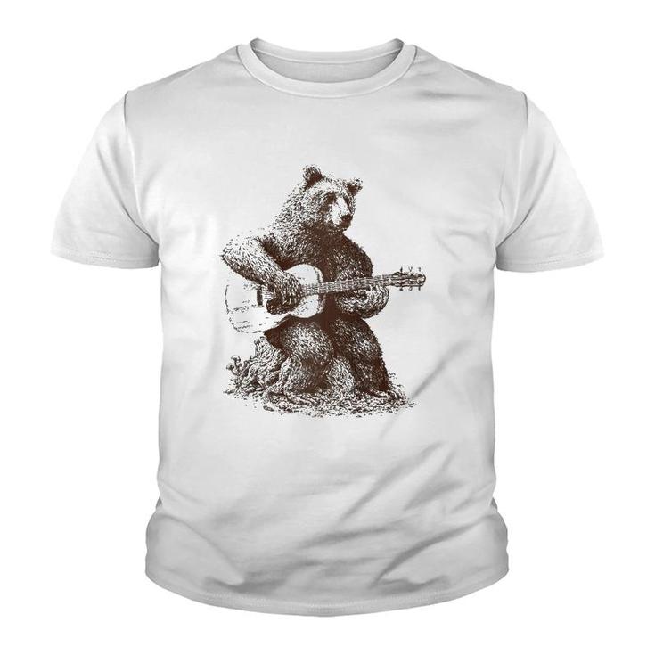 Bear-Playing Guitar For Men Women Raglan Baseball Tee Youth T-shirt