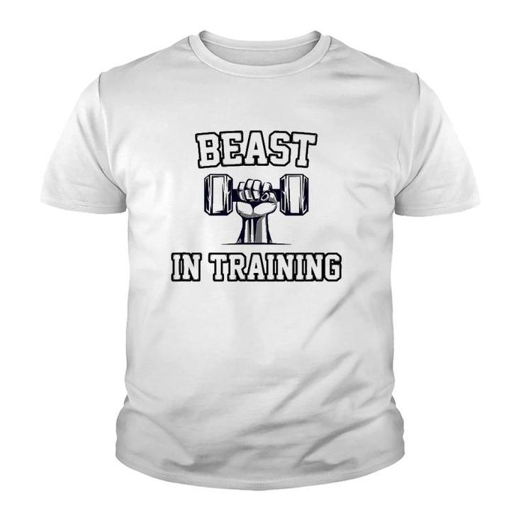 Beast In Training Son Bodybuilder Workout Dad Matching Youth T-shirt