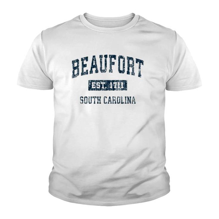 Beaufort South Carolina Sc Vintage Sports Design Navy Print Youth T-shirt