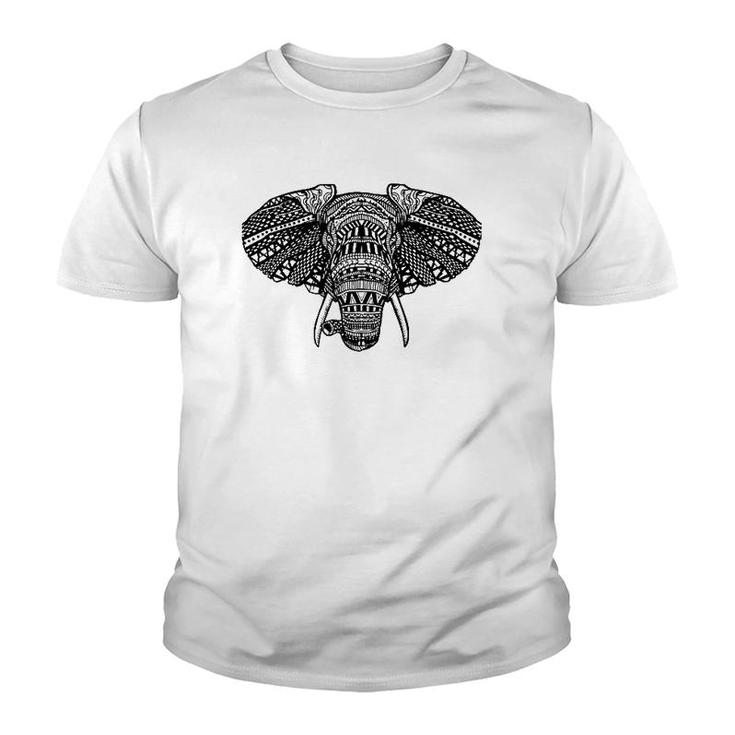 Beautiful African Elephant In Mandala Style, African Animals Youth T-shirt