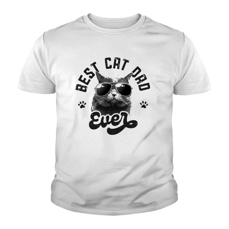 Best Cat Dad Ever Funny Daddy Father's Day Retro Vintage Men Youth T-shirt