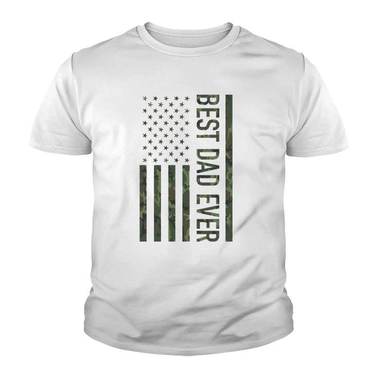 Best Dad Ever American Us Camouflage Flag Gift For Father  Youth T-shirt