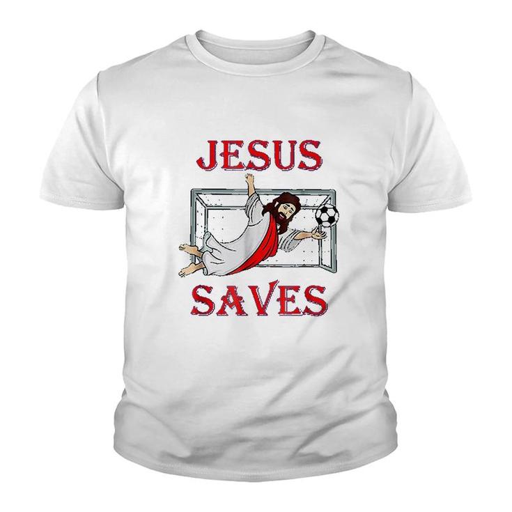 Best Jesus Saves Soccer Goalie Youth T-shirt