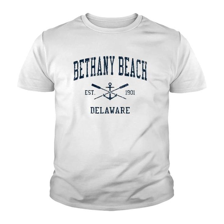 Bethany Beach De Vintage Navy Crossed Oars & Boat Anchor Youth T-shirt