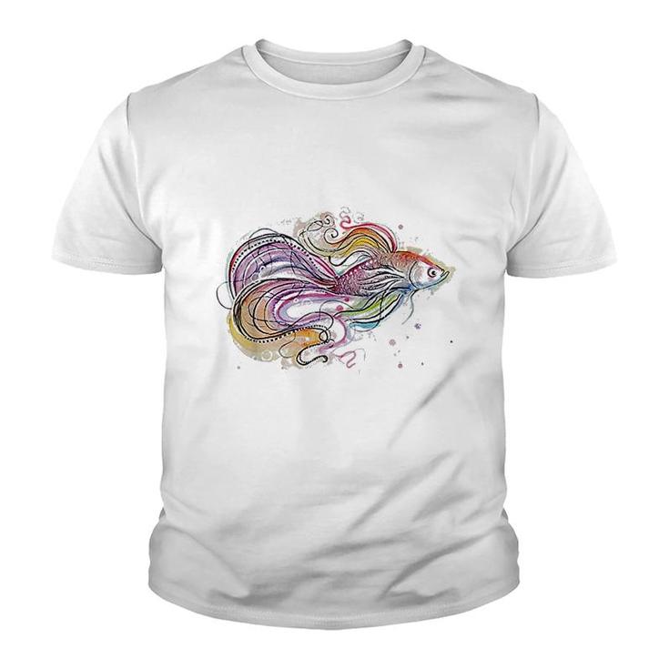 Betta Fish Art Colorful Youth T-shirt