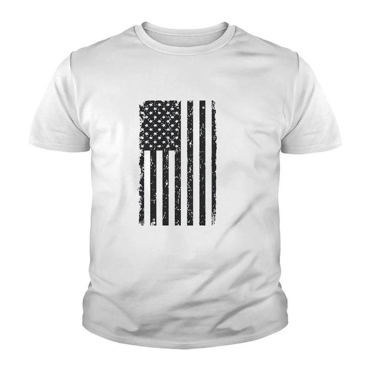 Big Black American Flag Youth T-shirt