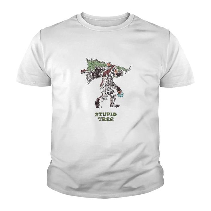 Bigfoot Disc Golf Stupid Tree Youth T-shirt