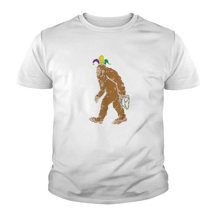 Bigfoot Sasquatsh Jester Hat Beads Youth T-shirt