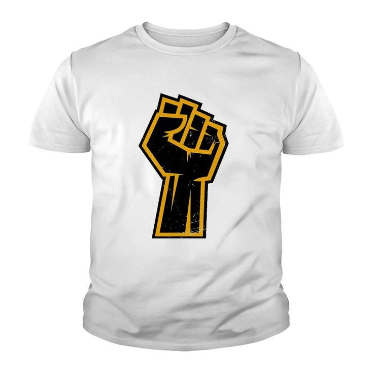 Black History Month African American Golden Protest Fist Youth T-shirt