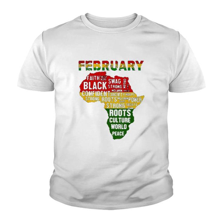 Black History Month African Map Colors Youth T-shirt