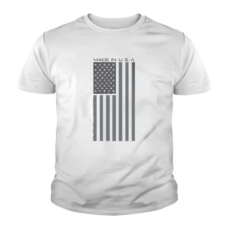Black Made Usa Flag Subdued Youth T-shirt