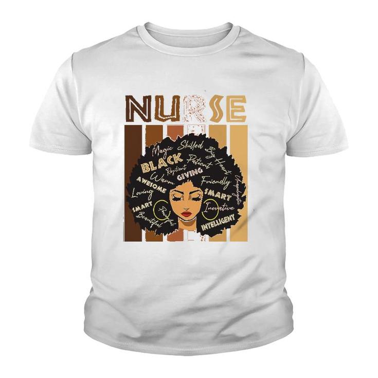 Black Strong Nurse Afro Love Melanin African American Women Youth T-shirt