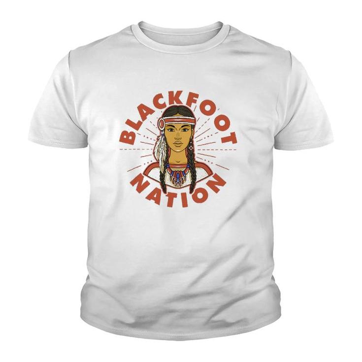 Blackfoot Nation Proud Native American Woman Blackfoot Tribe Youth T-shirt