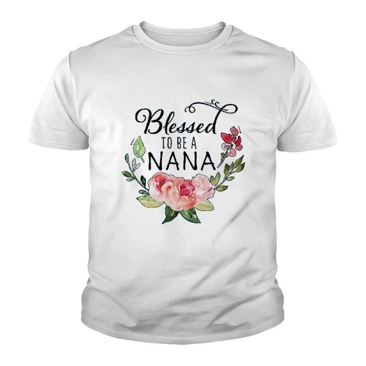 Blessed To Be A Nana With Flowers Youth T-shirt