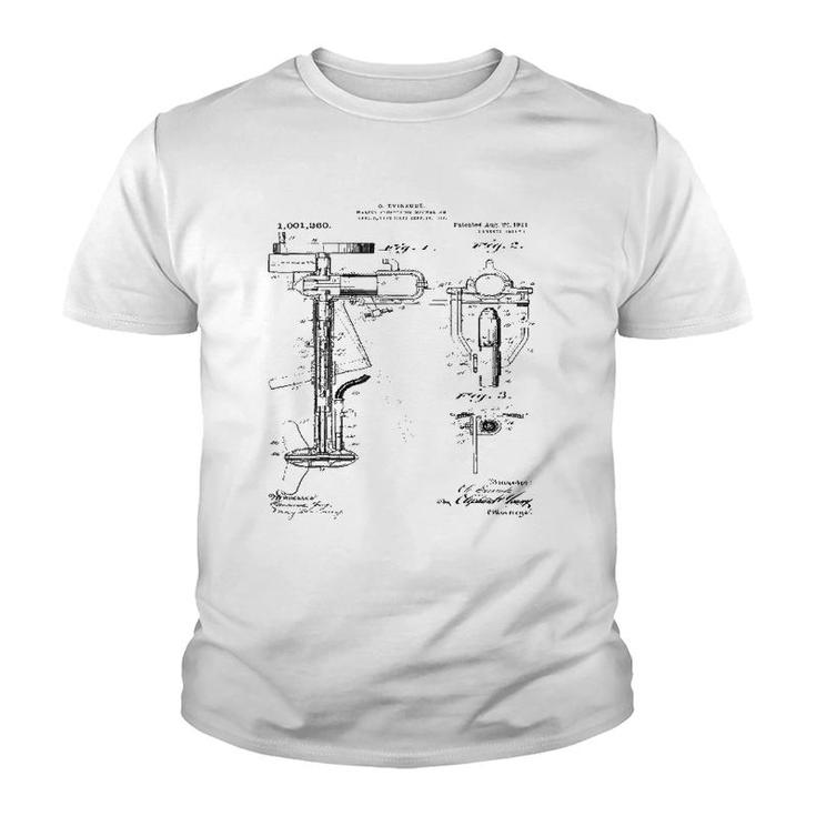 Boat Motor Patent Print Drawing Youth T-shirt