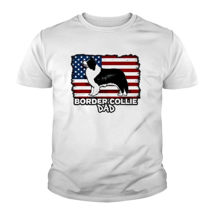 Border Collie Dad Dog American Flag Youth T-shirt