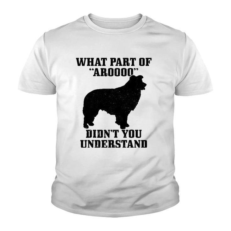 Border Collie What Part Of Aroooo Funny Dog Mom Dad Youth T-shirt