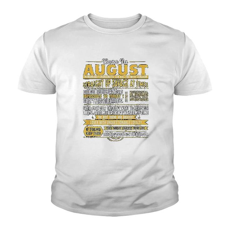 Born In August Youth T-shirt